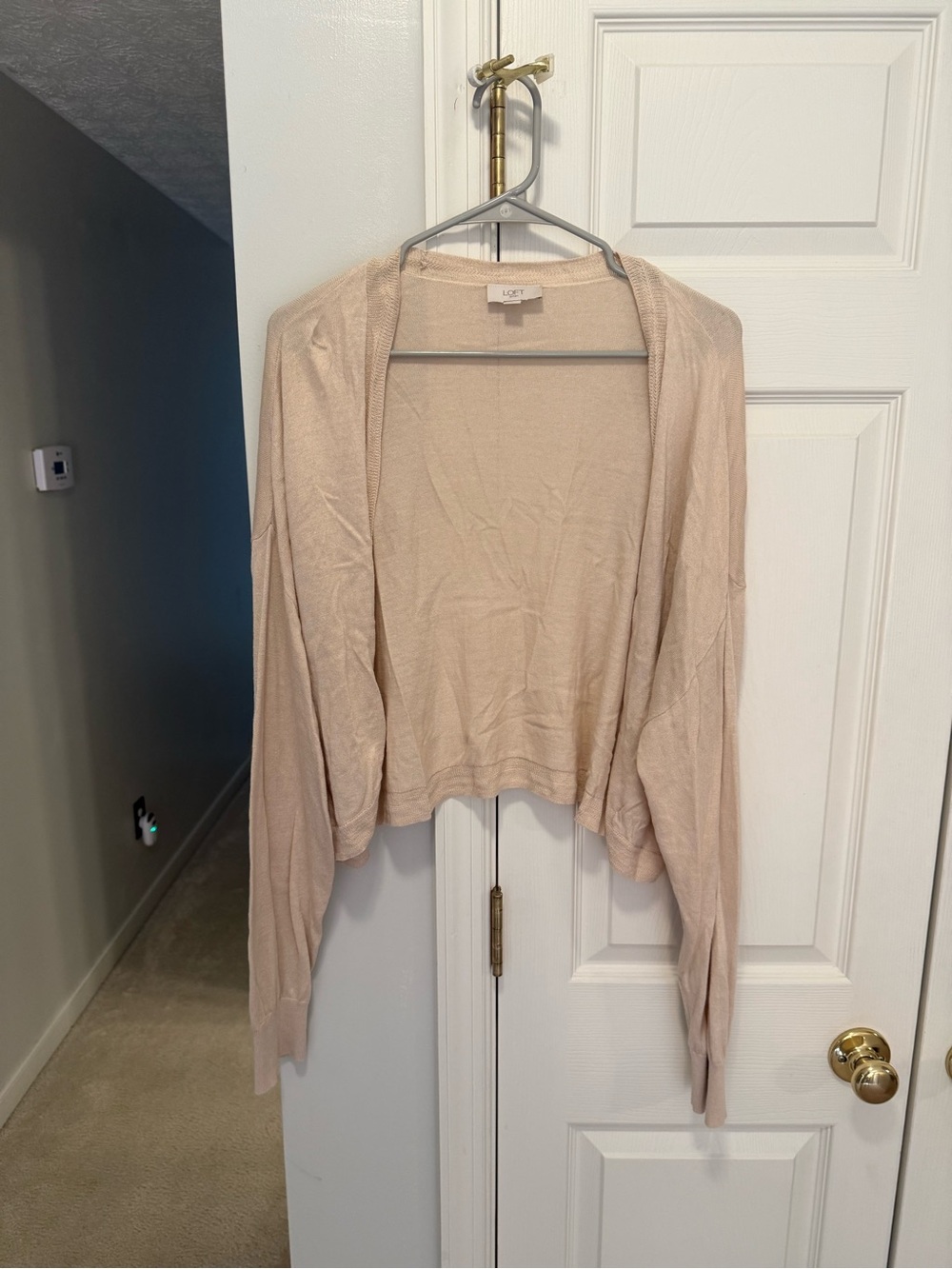 LOFT large Women's Cream Open-Front Lightweight Cardigan